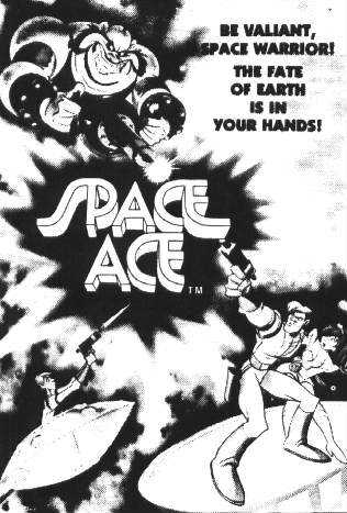Space Ace publicity poster. Super Dex (young and old), Kimberly and Borf. (Picture from 'The Animated Films of Don Bluth')